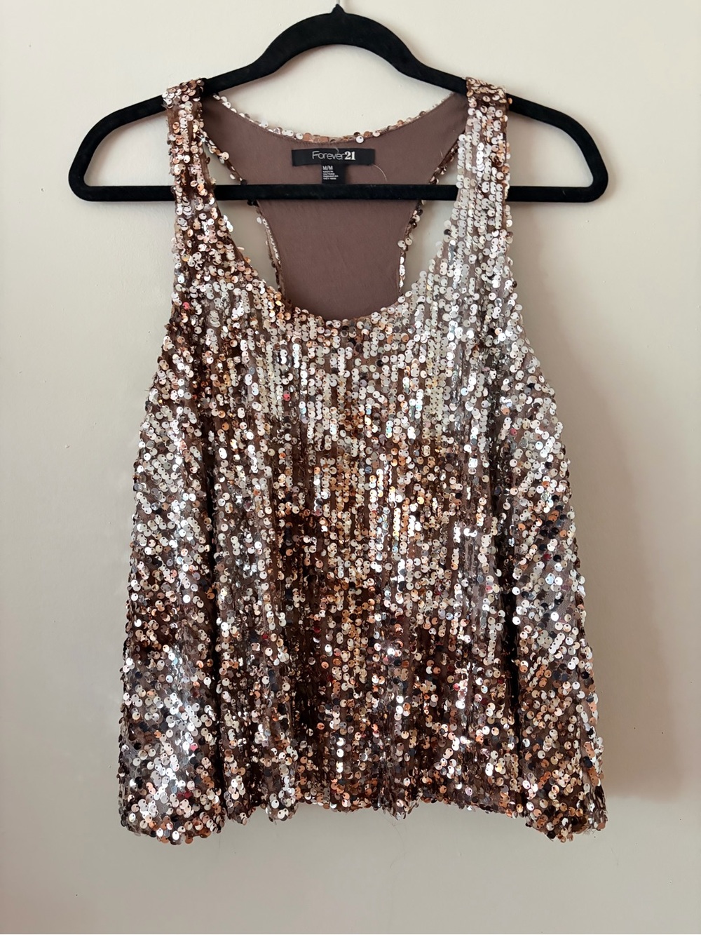 Forever 21 Golden Sequin Top M